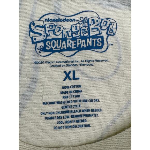 Nickelodeon Sponge Bob Square Pants Yellow Teal Ombre Crop T Shirt XL - Picture 5 of 5
